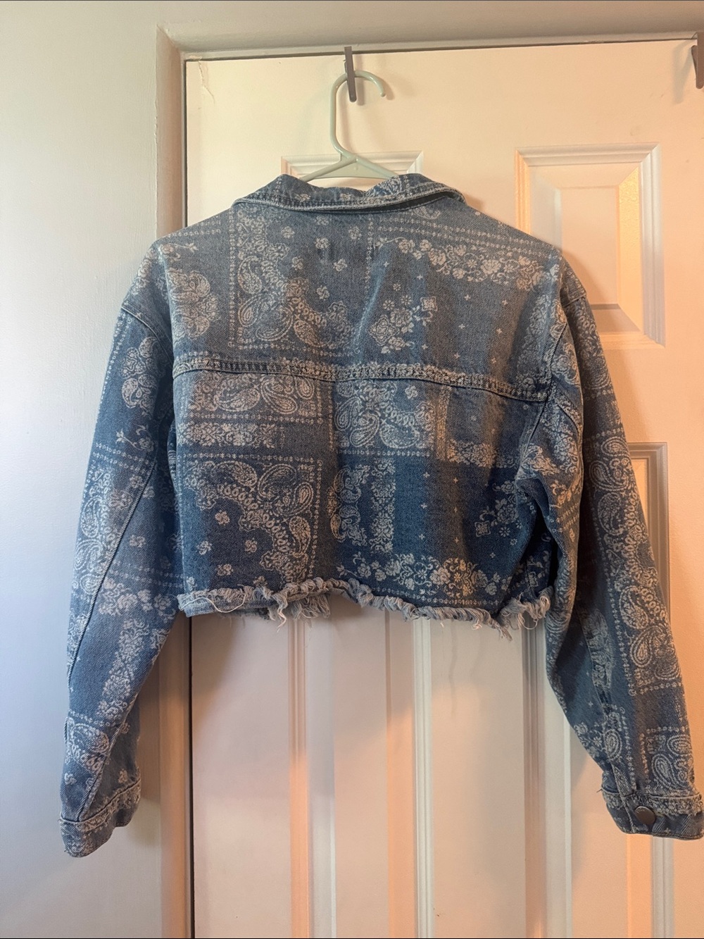 PTCL Light Blue Cropped Bandana-Print Denim Jacket - Picture 6 of 6